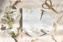 wild blooms wedding invitation peach details card