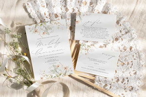 wild blooms wedding invitation peach gift rsvp card