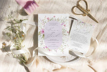 wild blooms pink wedding invitation details card