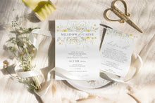 wild blooms yellow wedding invitation details card