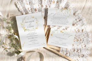 wild blooms yellow wedding invitation gift rsvp cards