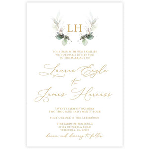 botanical leaf wedding invitation