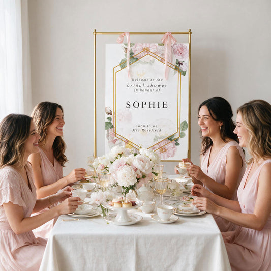 Luxury Peony Floral Geo - Bridal Welcome Sign