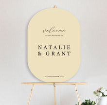 classic welcome sign - black and ivory double arch shape