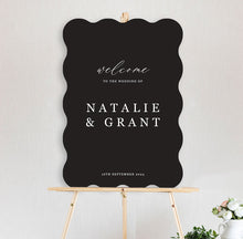 classic welcome sign - black and white wave shape
