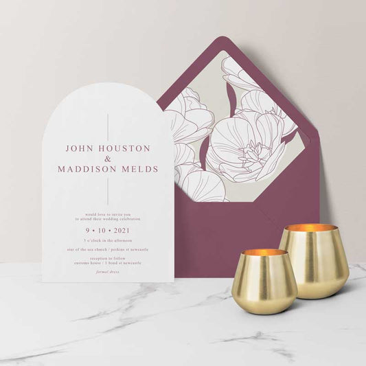 arch shape classic invitation wild rose envelope liner
