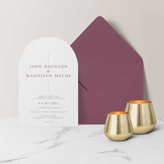 arch shape classic invitation deep rose envelope