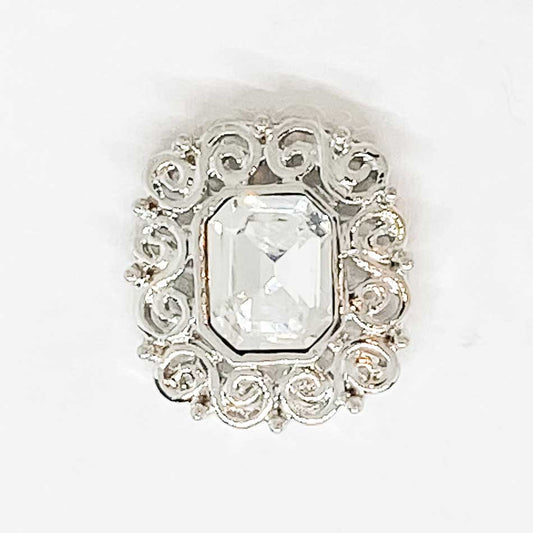 Cluster - Silver Filagree Cushion Cut Crystal