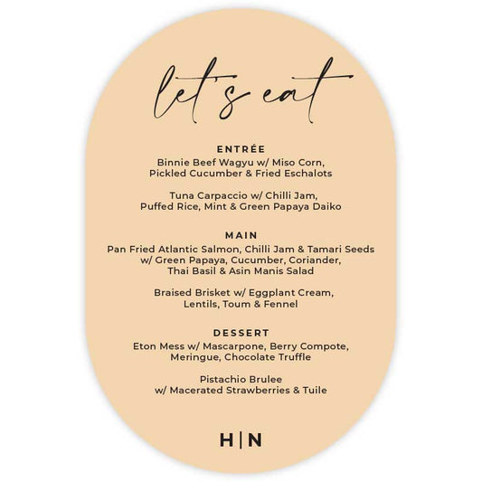 double arch menu card black print