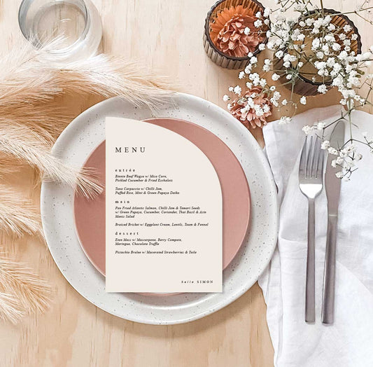 half arch diecut menu card