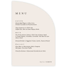 half arch diecut menu card