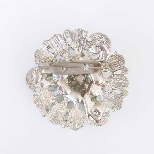 Brooch - Diamante & Pearl - Swirl back