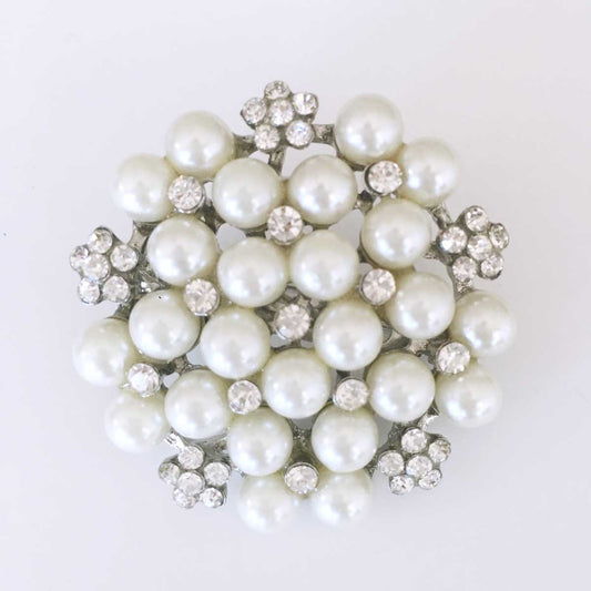 Brooch - Diamante & Pearl - Large