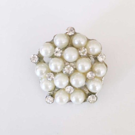 Brooch - Diamante & Pearl - Small