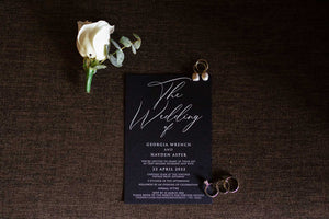 modern black and white acrylic wedding invitations