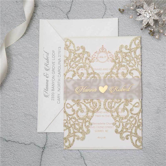 Glitter Laser-cut Invitation Angel Gates