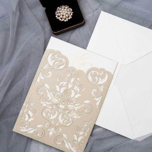 'Champagne Damask' - Laser cut Pocket Sleeve