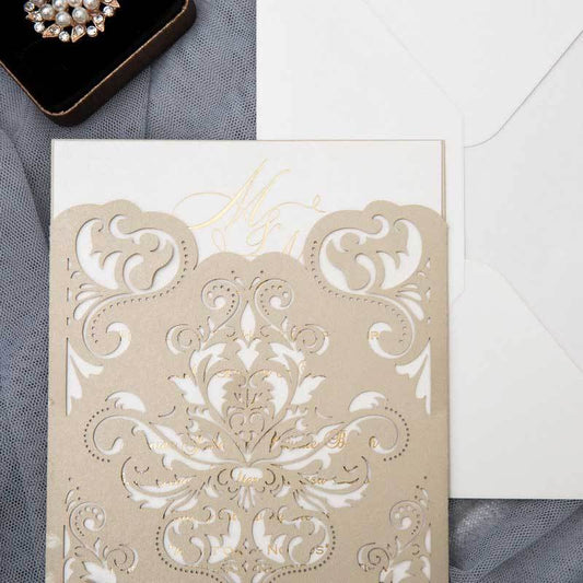 'Champagne Damask' - Laser cut Pocket Sleeve