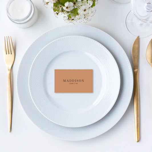 modern black on coloured card place card
