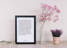 1st year wedding anniversary vow print in black frame with flowers in vase