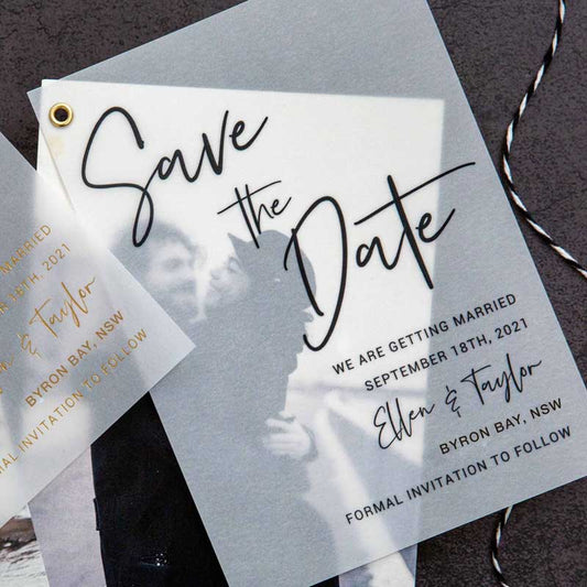 save the date card vellum