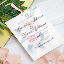 pink roses vellum invitation