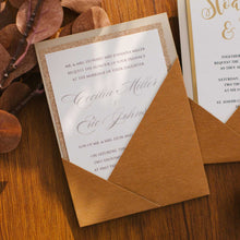 rose gold velvet invitation angled sleeve