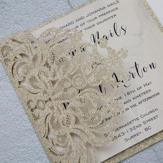 Blushing Pocket Glitter' - SQ Laser-cut Trifold Pocket