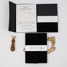 black velvet pocket invitation