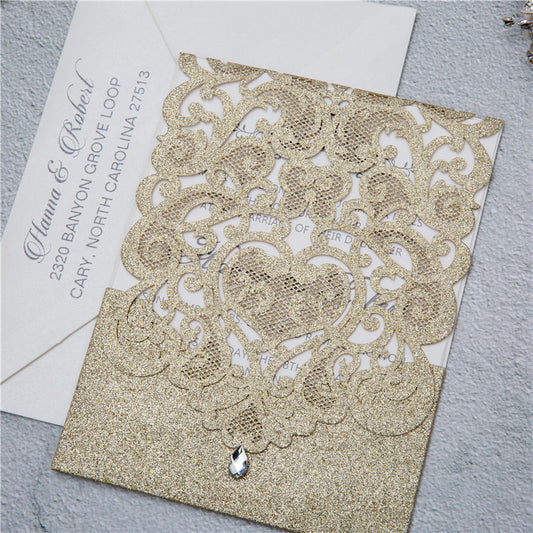 gold glitter laser cut pocket DIY set