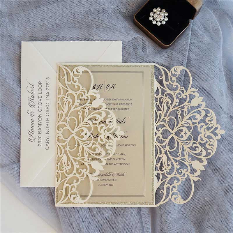 ivory Laser-cut wedding invitation