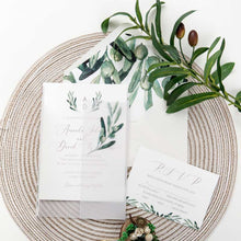 olive vellum invitation wrap