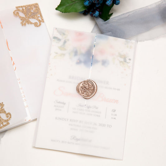plain vellum wrap jacket with wax seal