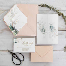 botanical foliage vellum invitation wrap