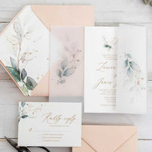 botanical foliage vellum invitation wrap set