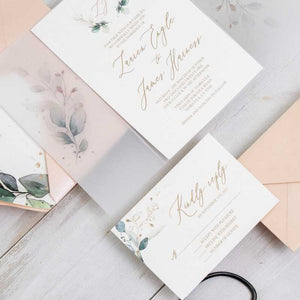 botanical foliage vellum invitation wrap