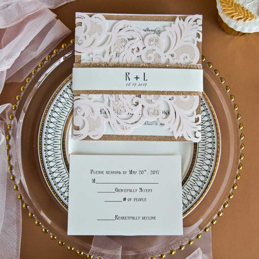blush pink laser cut invitation