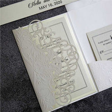 embossed Laser-cut pocket invitation detail