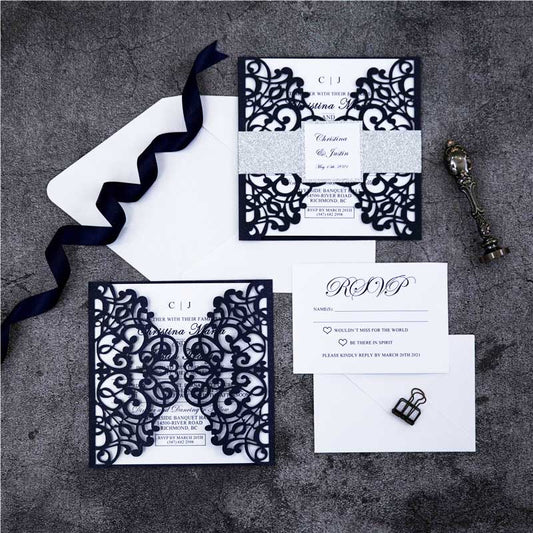Exquisite Gates Navy SQ - Laser-cut & Glitter Band - DIY Set