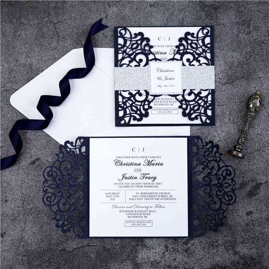 Exquisite Gates Navy SQ - Laser-cut & Glitter Band - DIY Set