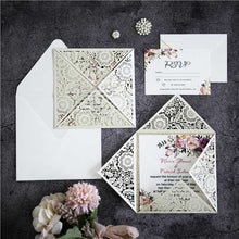 floral laser cut invitation DIY set