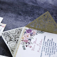 floral laser cut invitation DIY set UV printing