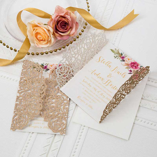 rose gold glitter invitation DIY set