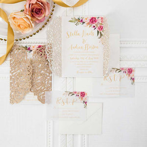 rose gold glitter invitation DIY set