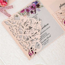 blush pink Laser-cut invitation DIY set detail