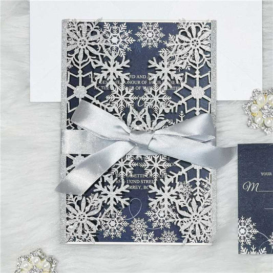 winter snowflake laser cut invitation ribbon