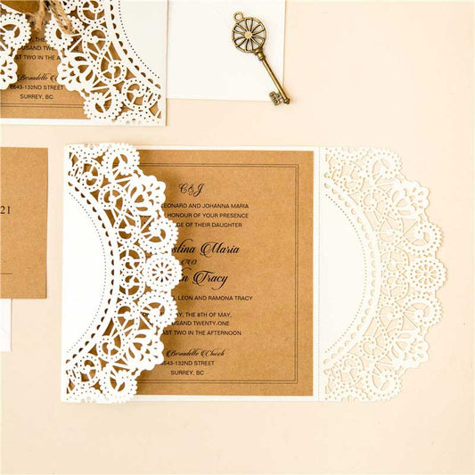 boho laser cut invitation rustic