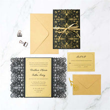 black and gold laser-cut invitation DIY set