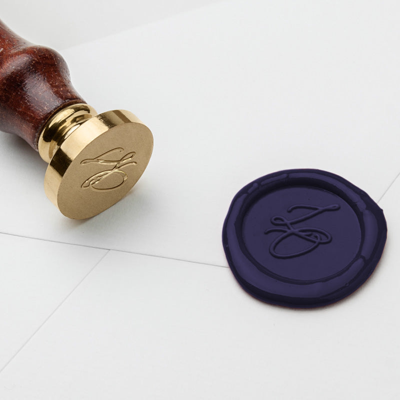 custom designed wax stamp initials script