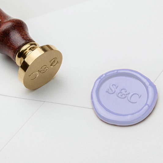 custom designed wax stamp initials with ampersand